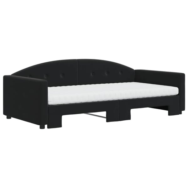 vidaXL daybed med udtræk og madras 100x200 cm velour sort