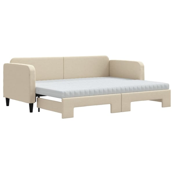 vidaXL daybed med udtræk og madras 80x200 cm stof cremefarvet