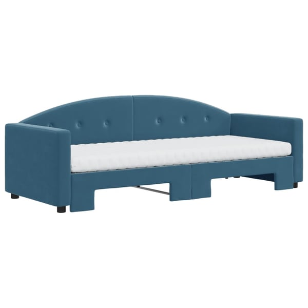 vidaXL daybed med udtræk og madras 80x200 cm velour blå