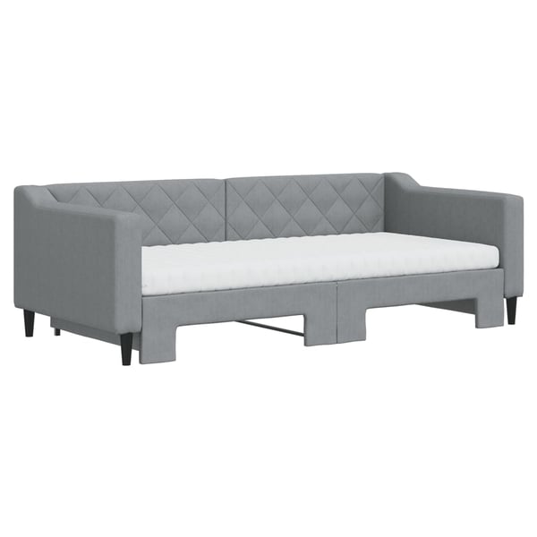 vidaXL daybed med udtræk og madras 90x190 cm stof lysegrå