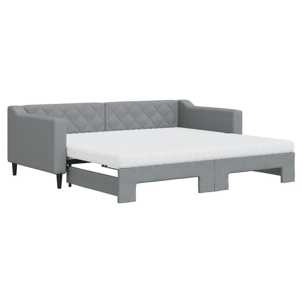 vidaXL daybed med udtræk og madras 90x190 cm stof lysegrå