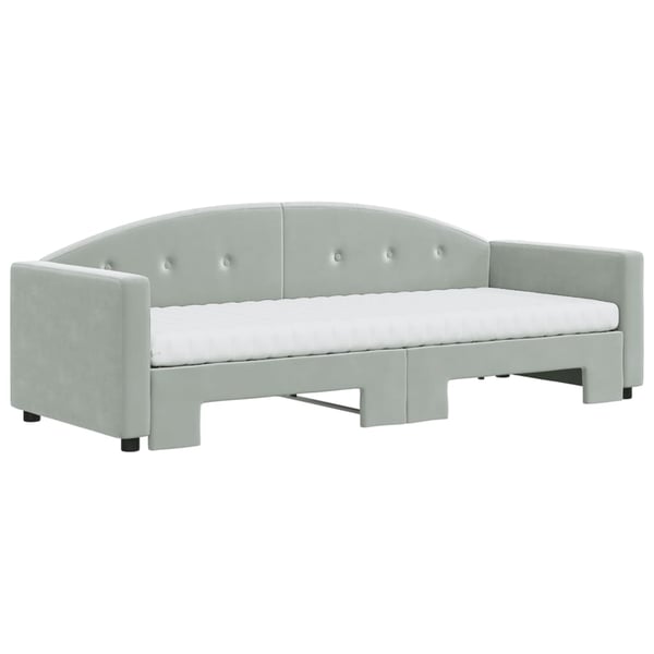 vidaXL daybed med udtræk og madras 80x200 cm velour lysegrå