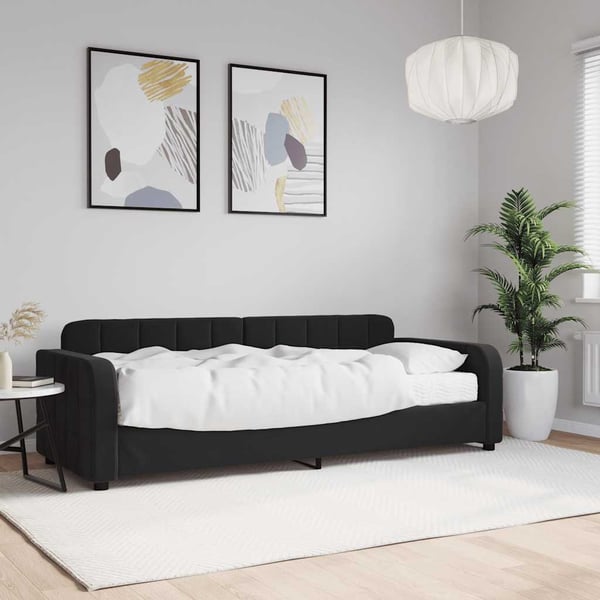 vidaXL Dagbädd med madrass svart 80x200 cm sammet