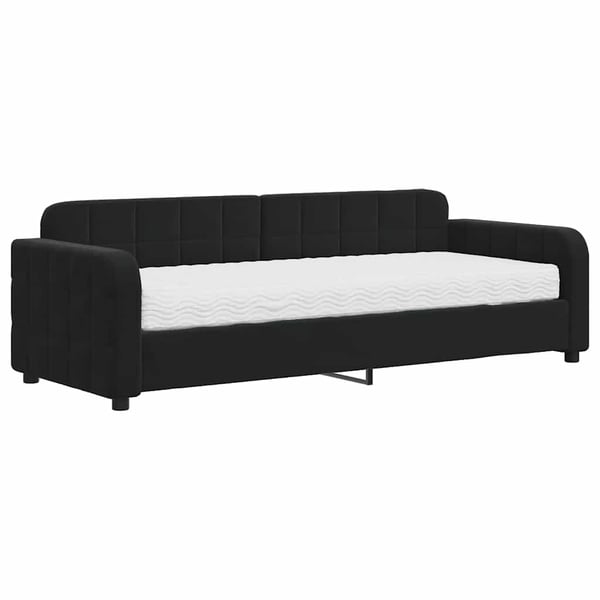 vidaXL Dagbädd med madrass svart 80x200 cm sammet