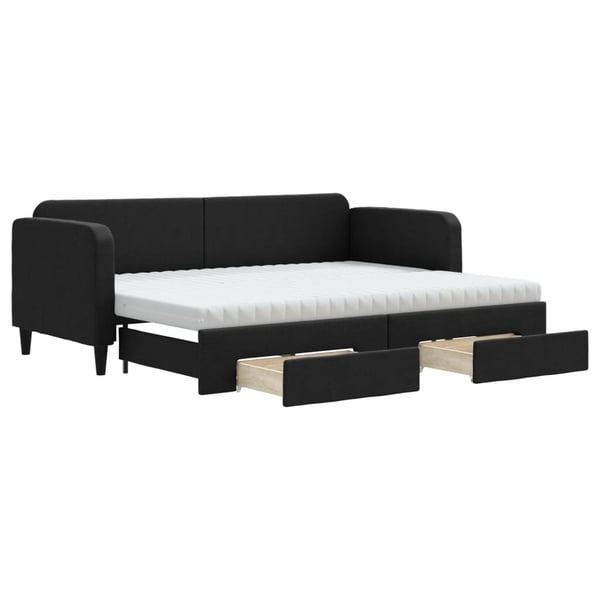 vidaXL daybed med udtræk og skuffer 80x200 cm stof sort