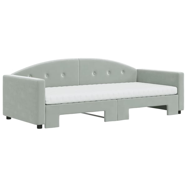 vidaXL daybed med udtræk og madras 90x200 cm velour lysegrå