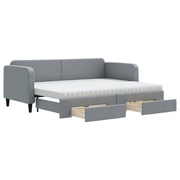 vidaXL daybed med udtræk og skuffer 80x200 cm stof lysegrå