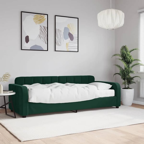 vidaXL Dagbädd med madrass mörkgrön 80x200 cm sammet