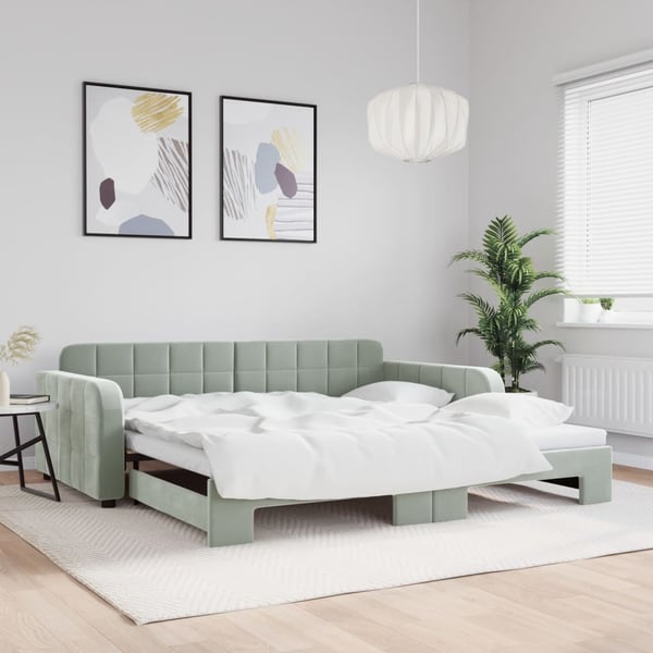 vidaXL daybed med udtræk 100x200 cm velour lysegrå
