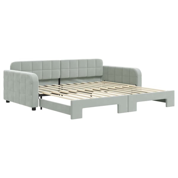 vidaXL Dagbädd utdragbar ljusgrå 100x200 cm sammet