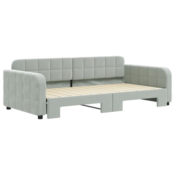 vidaXL Dagbädd utdragbar ljusgrå 100x200 cm sammet