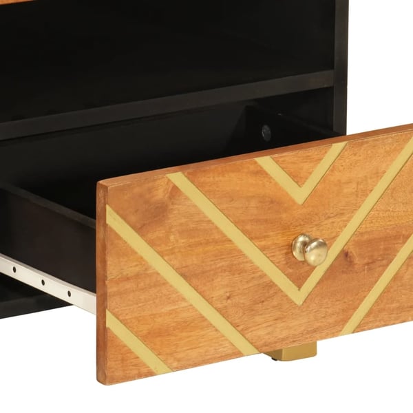 vidaXL sofabord 80x54x40 cm massivt mangotræ brun og sort