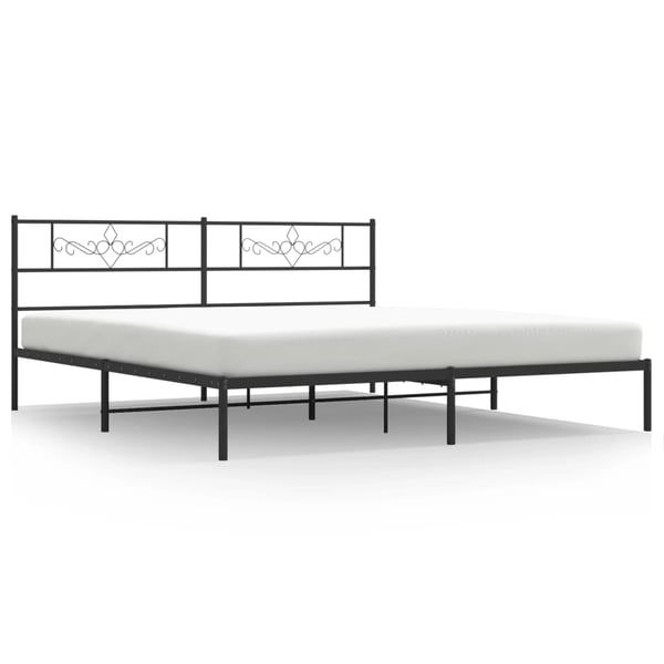 vidaXL Sengeramme i metall med sengegavl svart 180x200 cm