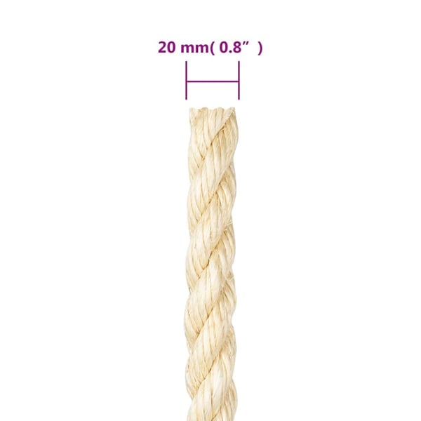vidaXL Tau 100% sisal 20 mm 25 m