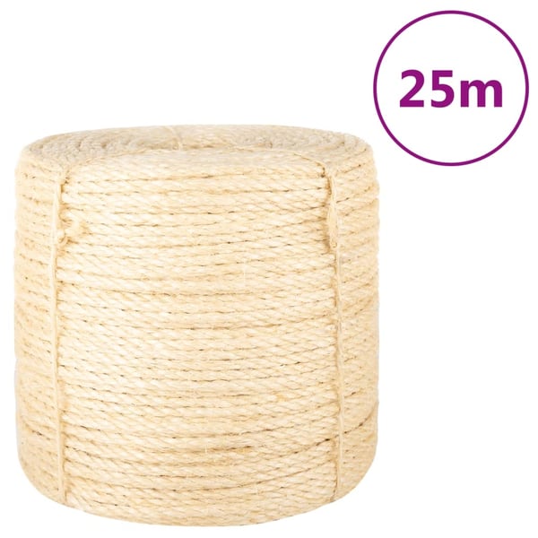vidaXL Köysi 100% Sisal 6 mm 25 m