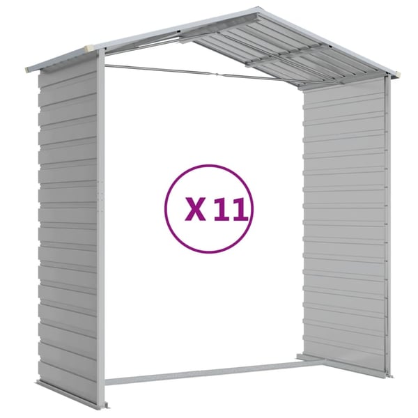 vidaXL haveskur 191x980x198 cm galvaniseret stål lysegrå