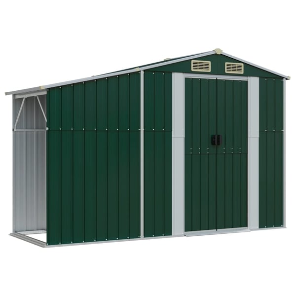 vidaXL haveskur 277x365,5x179 cm galvaniseret stål grøn