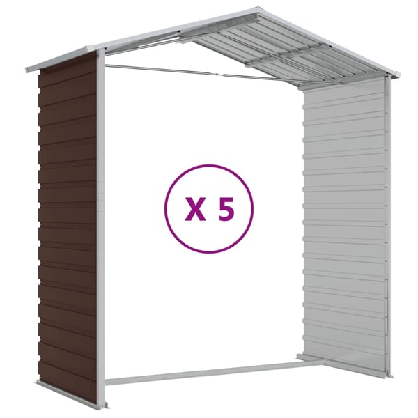 vidaXL haveskur 191x470x198 cm galvaniseret stål brun