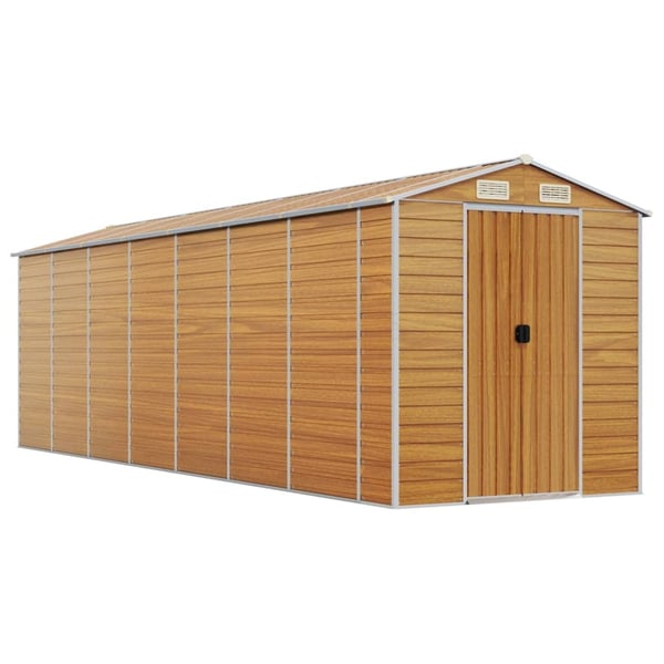 vidaXL haveskur 191x640x198 cm galvaniseret stål lysebrun