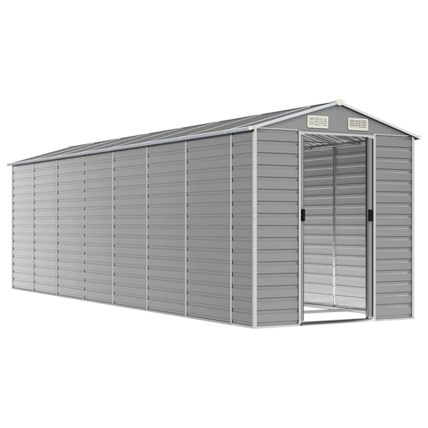 vidaXL haveskur 191x640x198 cm galvaniseret stål lysegrå