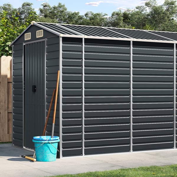 vidaXL haveskur 191x470x198 cm galvaniseret stål antracitgrå