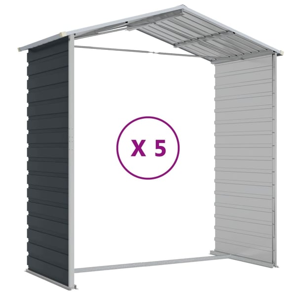 vidaXL haveskur 191x470x198 cm galvaniseret stål antracitgrå