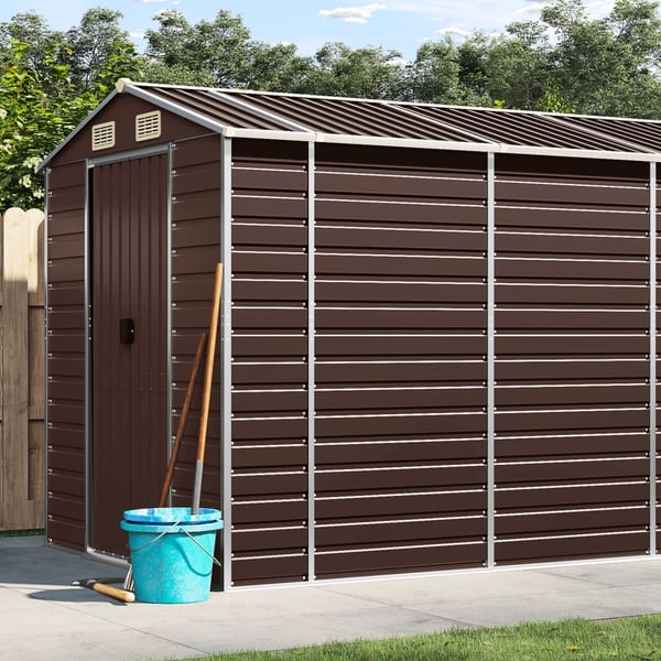 vidaXL haveskur 191x640x198 cm galvaniseret stål brun