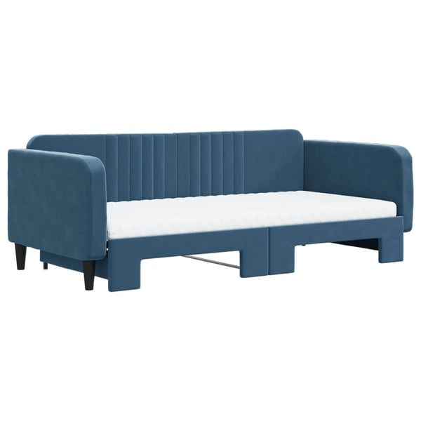 vidaXL daybed med udtræk og madras 100x200 cm velour blå