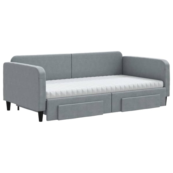 vidaXL daybed med udtræk og skuffer 100x200 cm stof lysegrå