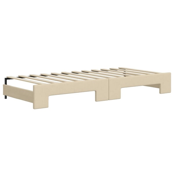 vidaXL daybed med udtræk og skuffer 100x200 cm stof cremefarvet