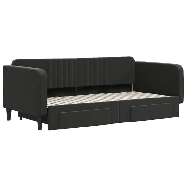 vidaXL daybed med udtræk og skuffer 90x190 cm velour sort