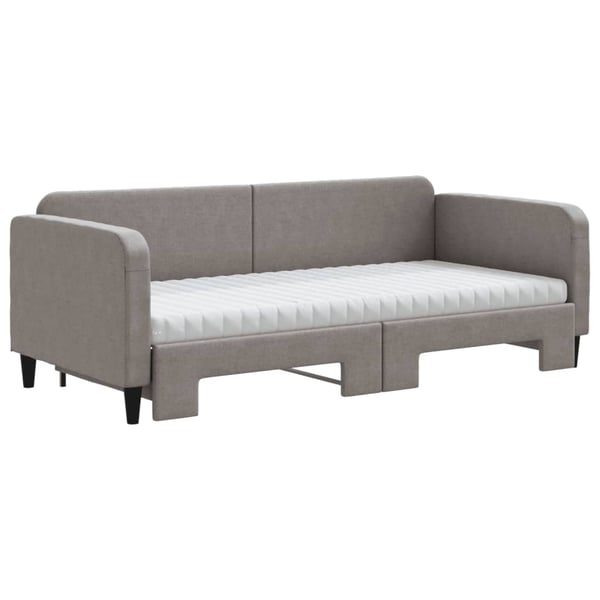 vidaXL daybed med udtræk og madras 90x200 cm stof gråbrun