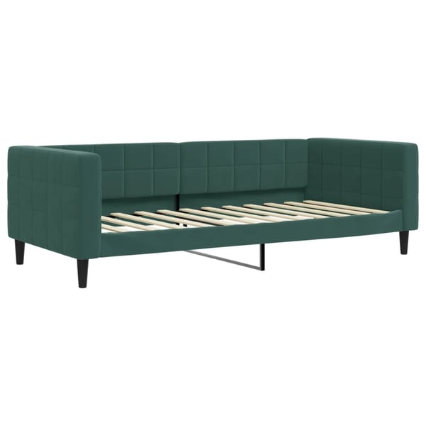 vidaXL daybed med udtræk og skuffer 90x200 cm velour mørkegrøn