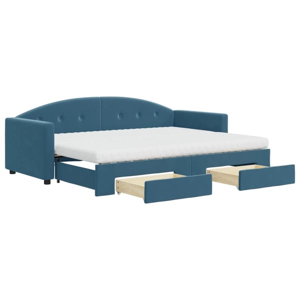 vidaXL daybed med udtræk og skuffer 80x200 cm stof blå