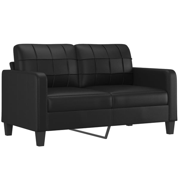 vidaXL sofasæt 2 dele med hynder kunstlæder sort