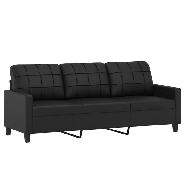 vidaXL sofasæt 3 dele med hynder kunstlæder sort