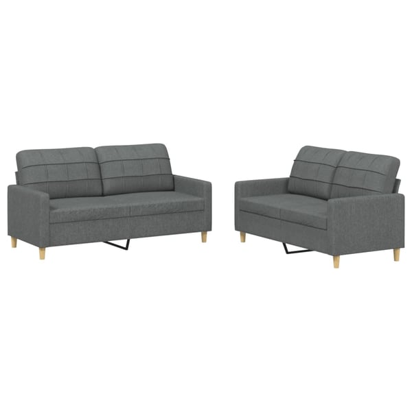 vidaXL sofasæt 2 dele med hynder stof mørkegrå