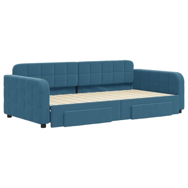 vidaXL daybed med udtræk og skuffer 100x200 cm velour blå