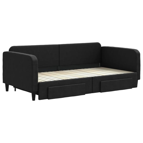 vidaXL daybed med udtræk og skuffer 100x200 cm stof sort