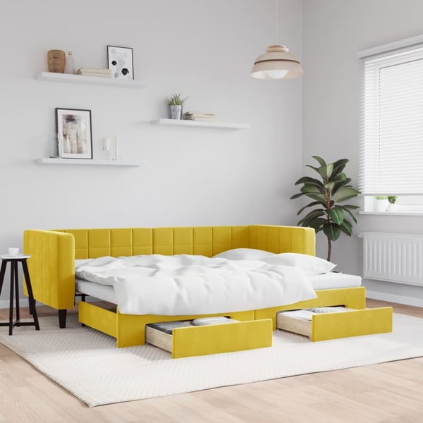 vidaXL daybed med udtræk og skuffer 80x200 cm velour gul