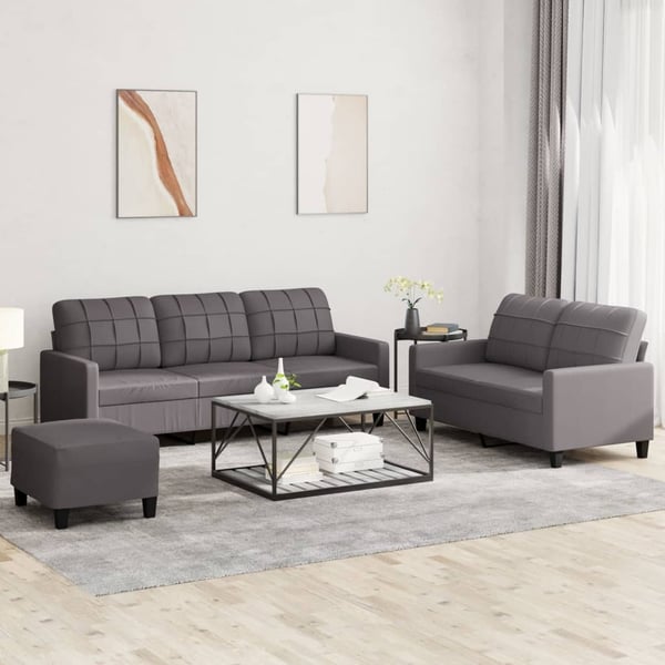 vidaXL sofasæt 3 dele med hynder kunstlæder grå