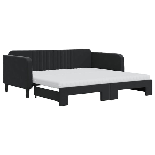 vidaXL daybed med udtræk og madras 90x190 cm velour sort