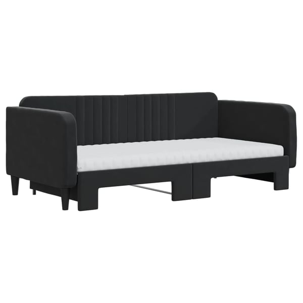 vidaXL daybed med udtræk og madras 90x190 cm velour sort