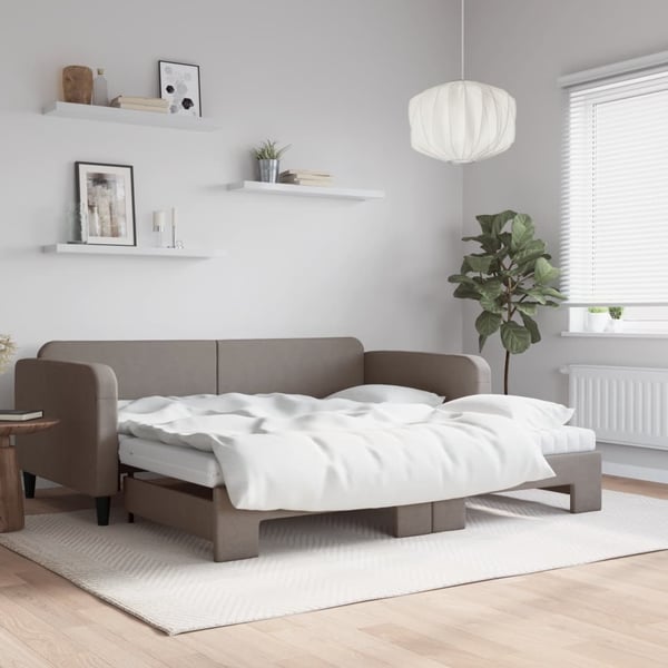 vidaXL daybed med udtræk og madras 100x200 cm stof gråbrun