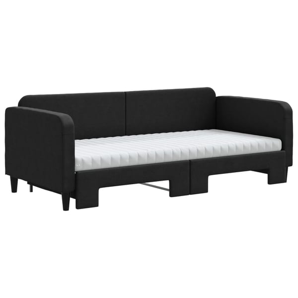 vidaXL daybed med udtræk og madras 90x190 cm stof sort