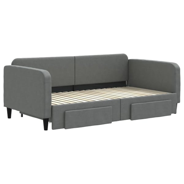 vidaXL daybed med udtræk og skuffer 90x190 cm stof mørkegrå