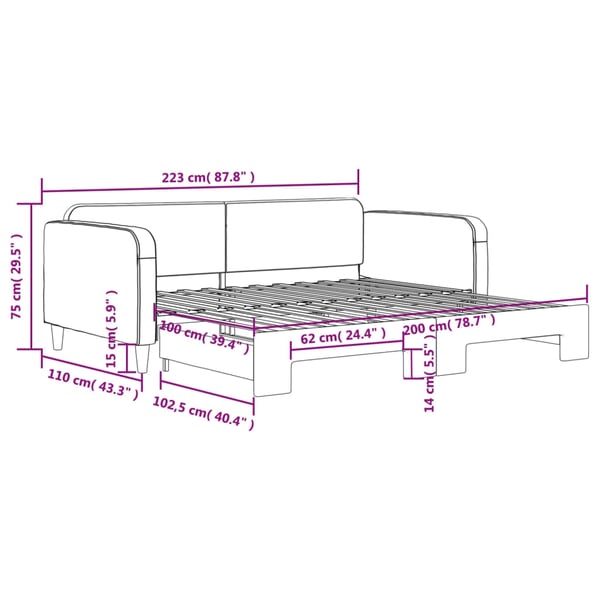 vidaXL daybed med udtræk 100x200 cm stof gråbrun