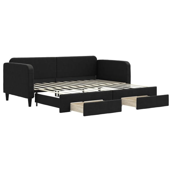 vidaXL daybed med udtræk og skuffer 80x200 cm stof sort
