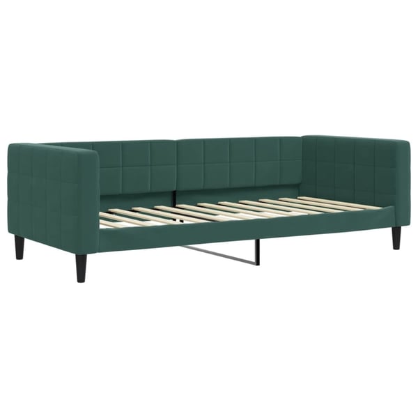 vidaXL daybed med udtræk og skuffer 90x200 cm velour mørkegrøn