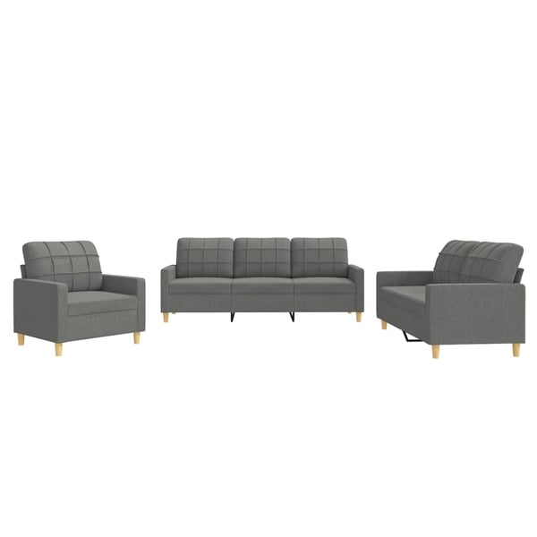 vidaXL sofasæt 3 dele med hynder stof mørkegrå